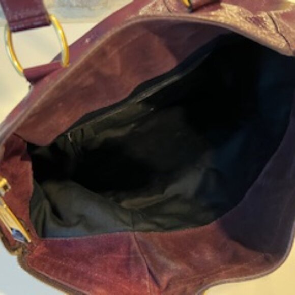 Yves Saint Laurent Rive Gauche Burgundy Patent Leather Sac Downtown Tote - Picture 13 of 14